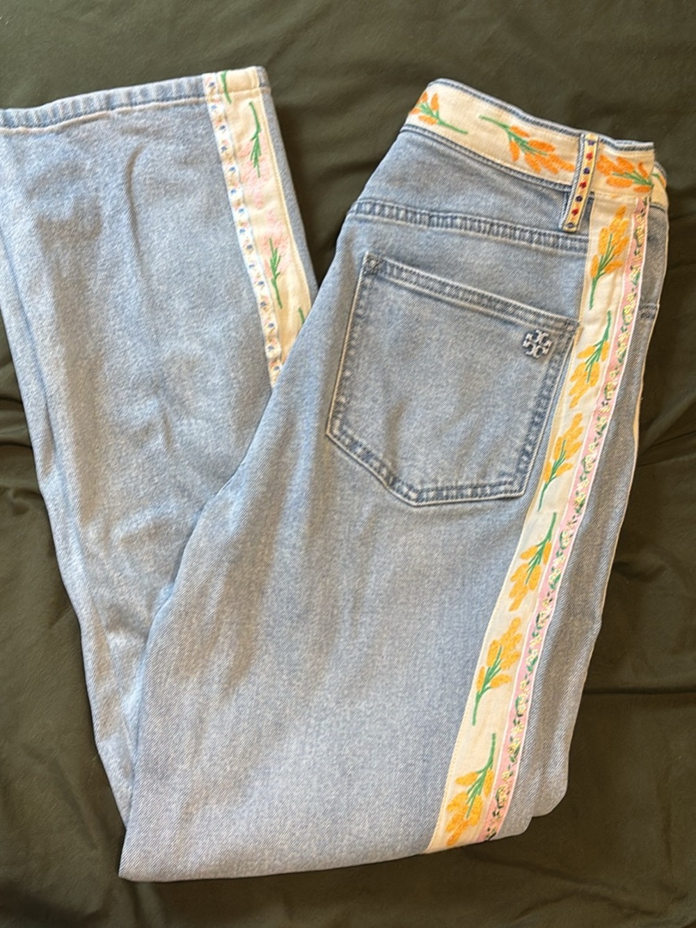 Tory Burch Ribbon Embellished Jeans - Picture 2 of 5
